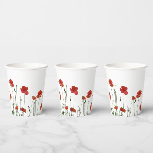 Poppies Paper Cups