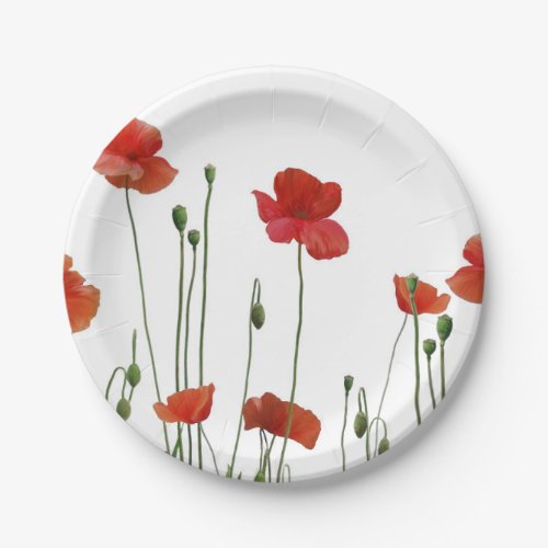 Poppies Paper Plates