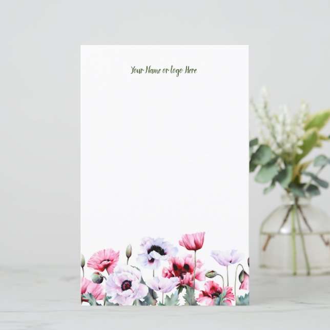 Poppies Personalized Stationery (Standing Front)