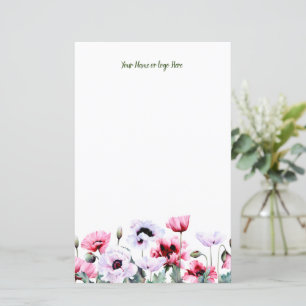 Poppies Personalized Stationery
