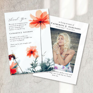 Poppies Photo Sympathy Funeral Memorial Thank You Card