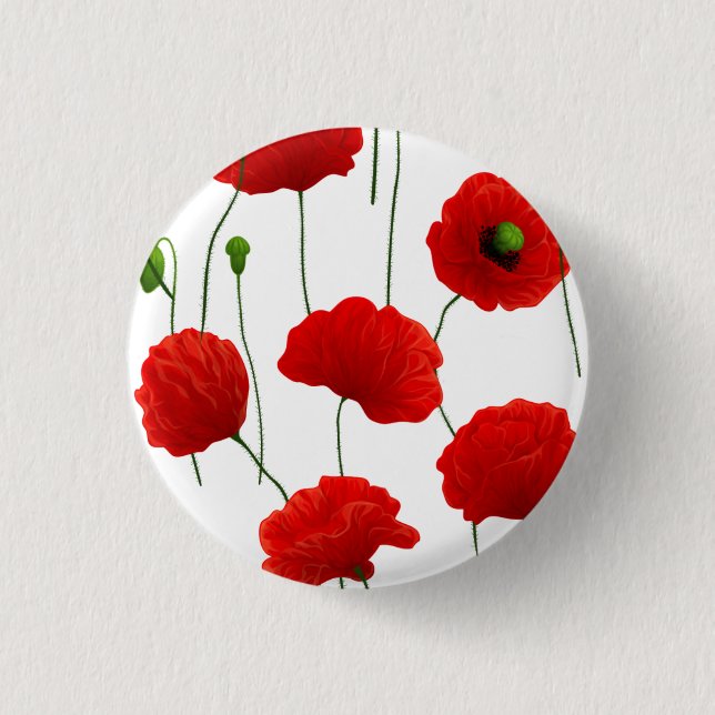 Poppies Pinback Button (Front)