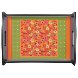 Poppies, Polka Dots on Green Chic Serving Tray