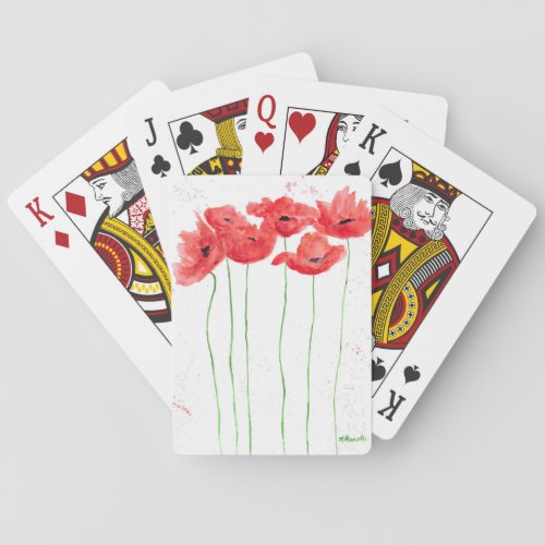 Poppies poppy floral watercolor nature pretty poker cards