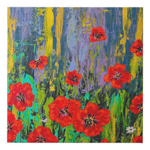 Poppies print on wrapped faux canvas
