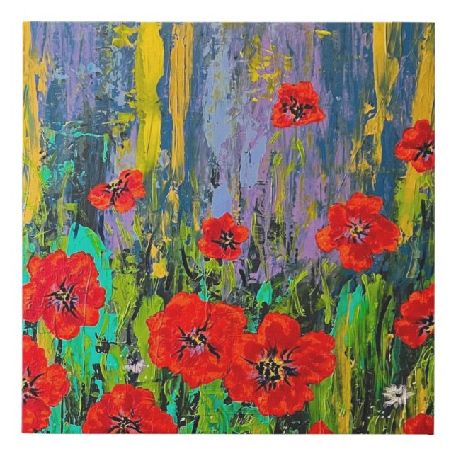 Poppies print on wrapped faux canvas (Front)