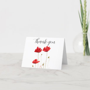 Poppies Red Floral Baby Shower Thank you
