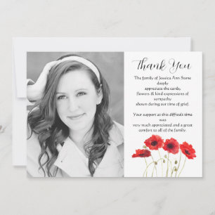 Poppies Red Floral Funeral Death Thank you Invitation