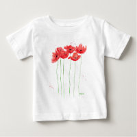 Poppies red flowers Watercolor wildflowers