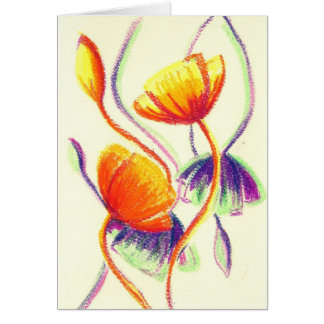 Poppies Red Orange Purple Green Color Card