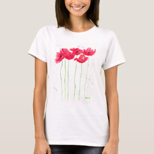 Poppies red poppy flowers watercolor chic T-Shirt