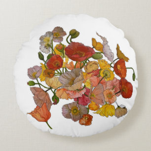 poppies round pillow