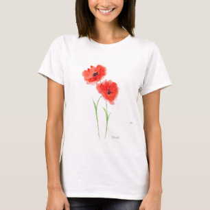 Poppies rustic red poppy watercolor T-Shirt