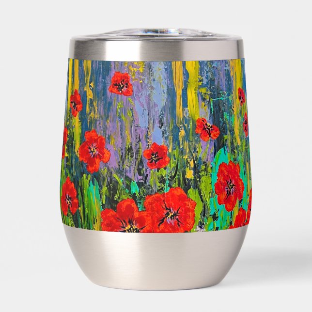 poppies thermal wine tumbler (Front)
