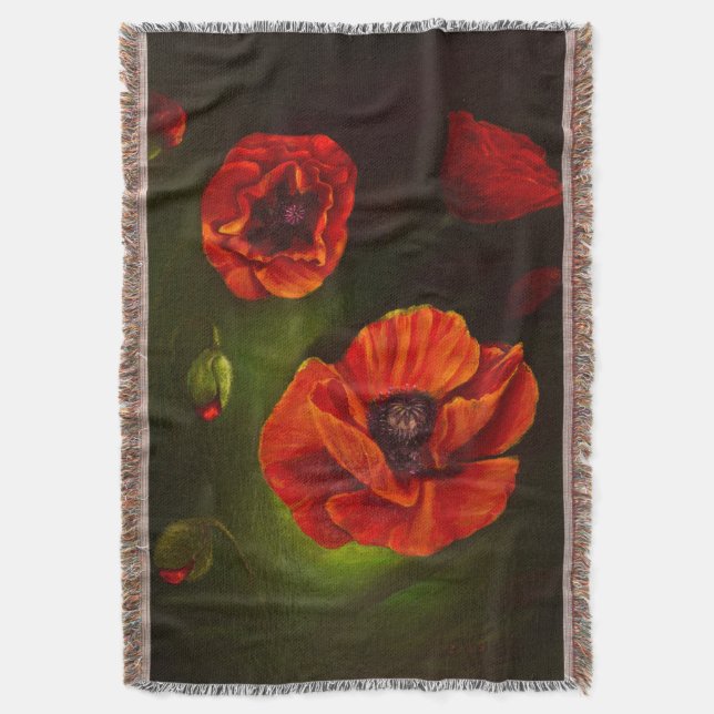 Poppies Throw Blanket (Front Vertical)