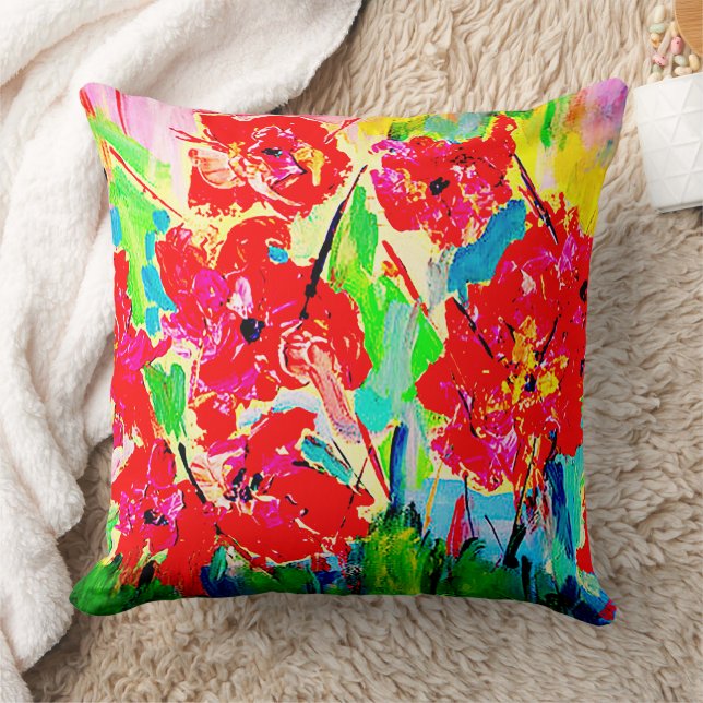 Poppies Throw Pillow (Blanket)