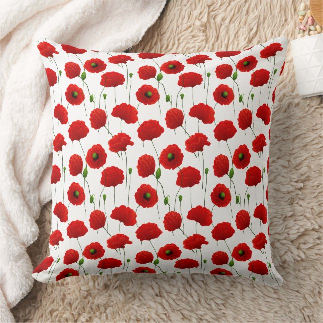 Poppies Throw Pillow (Blanket)