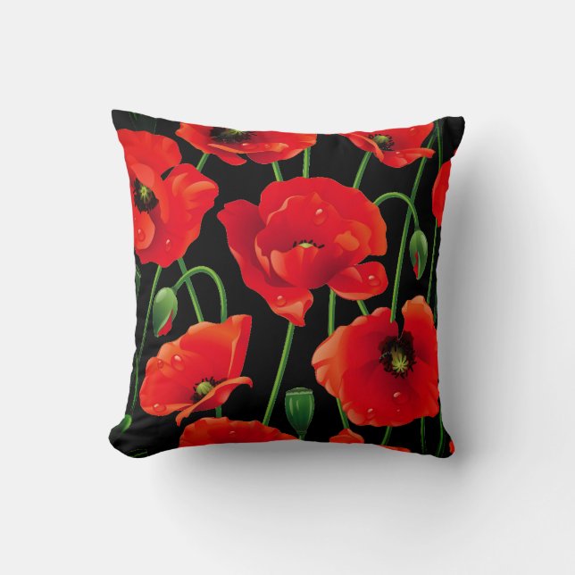 Poppies Throw Pillow (Front)
