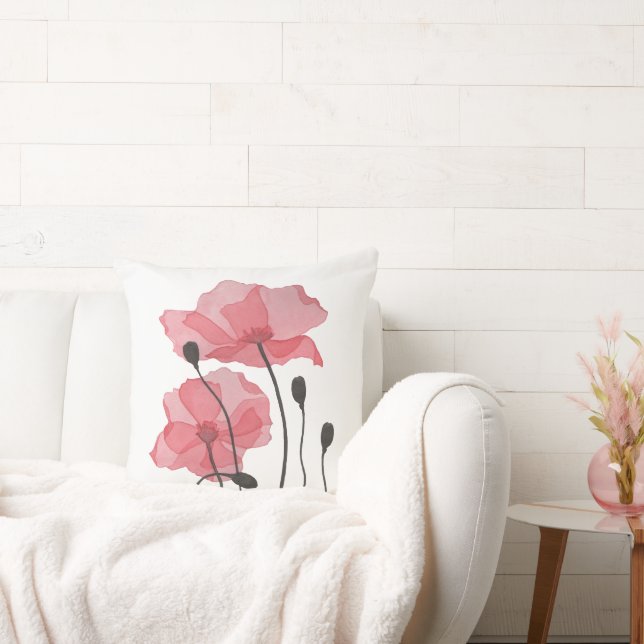 Poppies Throw Pillow (Couch)