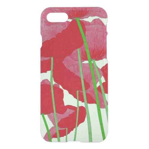 Poppies Watercolor Design Bright Red and Green iPhone SE87 Case