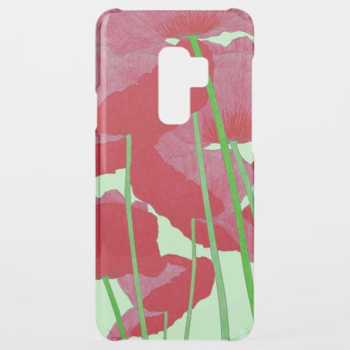 Poppies Watercolor Design Bright Red and Green Uncommon Samsung Galaxy S9 Plus Case