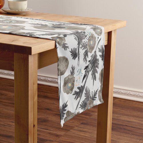 Poppies Watercolor Floral Decor Short Table Runner