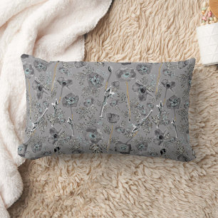 Poppies Watercolor Floral Pattern Lumbar Pillow