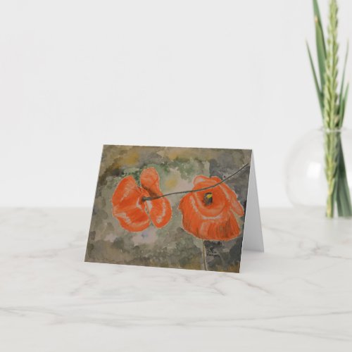 Poppies Watercolor Note Card