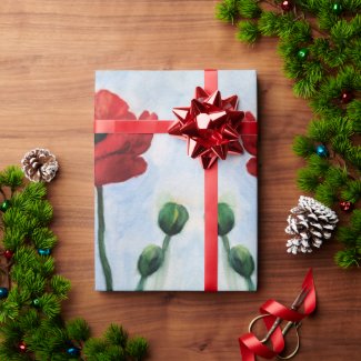Poppies watercolor  Wrapping Paper, 30 in x 6 ft Wrapping Paper