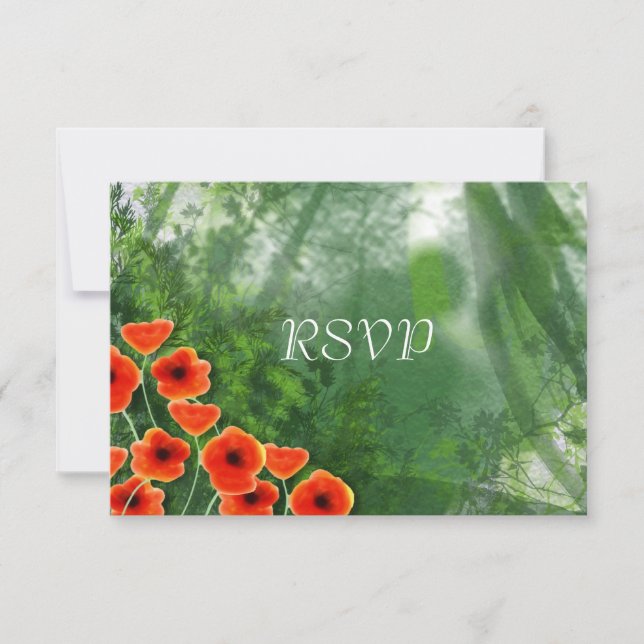 Poppies Wedding Reception RSVP Invitation (Front)