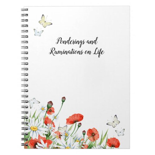 Poppies Wildflowers Butterflies Notebook