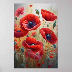 Poppies Wildflowers Wall Art Living Room Decor