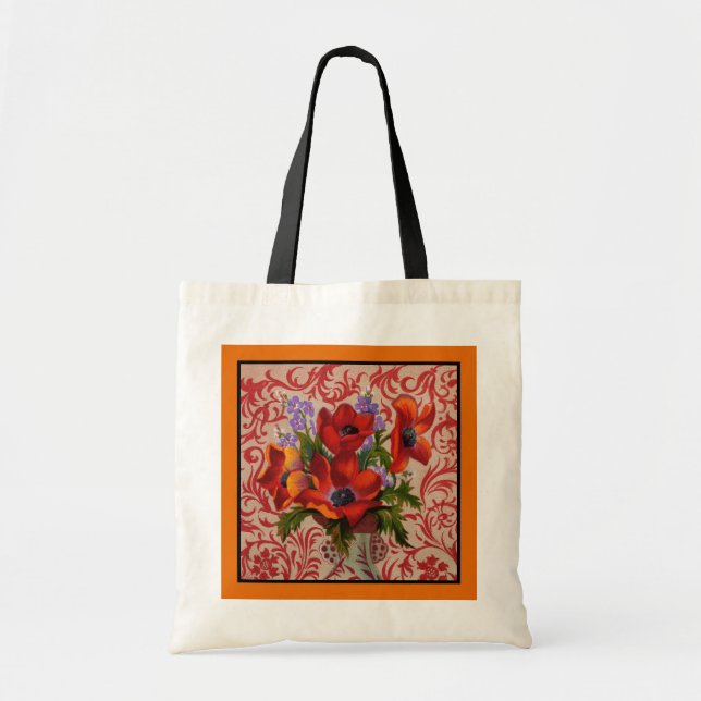 Poppies with an Orange Border Tote Bag (Front)