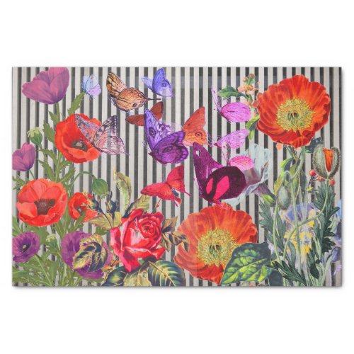 POPPIES WITH BLACK STRIPES Tissue Paper