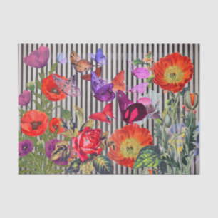 POPPIES WITH BLACK STRIPES Tissue Paper