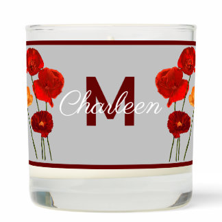 Poppies with monogram scented candle
