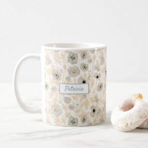 Poppies Yellow Gray Watercolor Customizable Name Coffee Mug