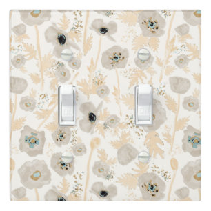 Poppies Yellow Gray Watercolor Floral Light Switch Cover