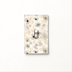 Poppies Yellow Gray Watercolor Floral Light Switch Cover
