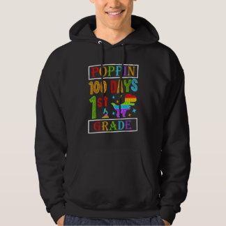 Poppin 100 Days 1st Grade Dinosaur Elementary Kid  Hoodie