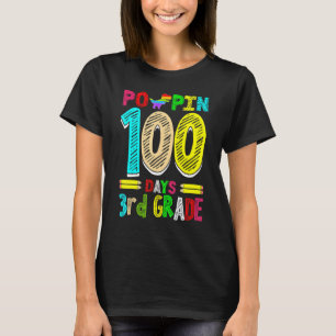 Poppin 100 Days 3rd Grade Dinosaur Primary School T-Shirt