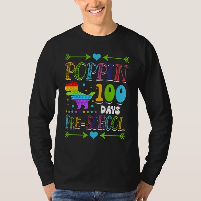 Poppin 100 Days Preschool Dinosaur School T-Rex Di T-Shirt (Front)