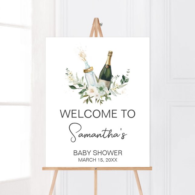 Poppin' Baby Bottles Baby Shower Welcome Poster (Poppin' Bottles Baby Shower Welcome Sign)