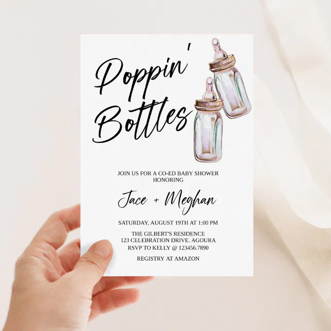 Poppin' Bottles, Baby Shower, A Baby is Brewing Invitation Zazzle