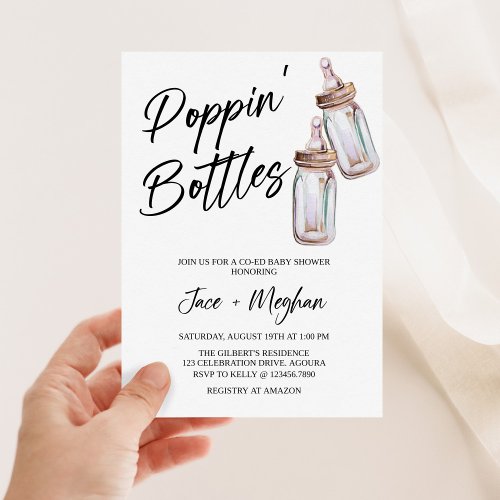 Poppin Bottles Baby Shower A Baby is Brewing Invitation