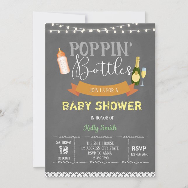 Poppin bottles baby shower invitation (Front)