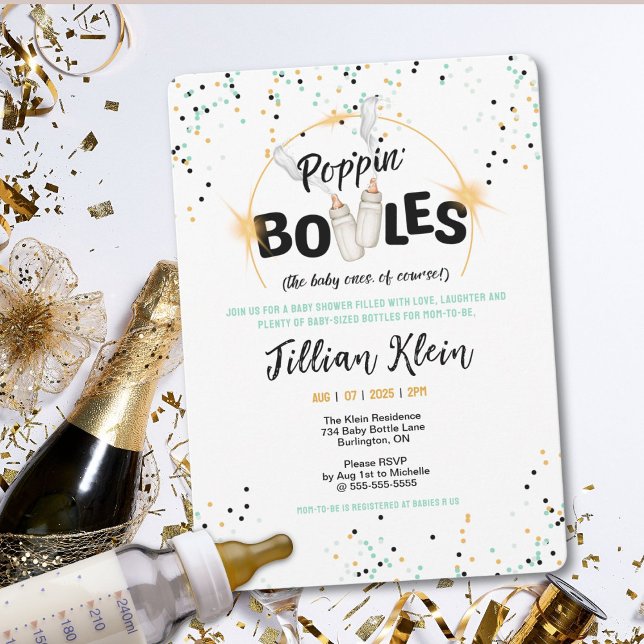 Poppin' Bottles Baby Shower Invitation (Celebrate in style with this fun, hip baby shower invite!)