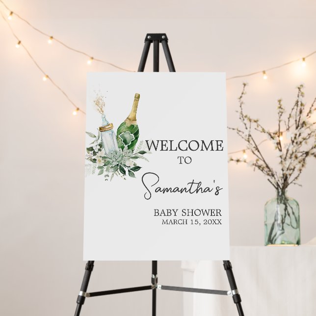 Poppin' Bottles Baby Shower Welcome Sign (In Situ (Stand))