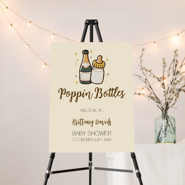 Poppin Bottles Baby Shower Welcome Sign (In Situ (Stand))