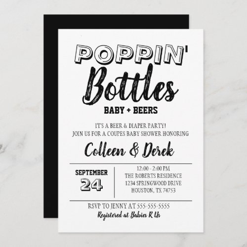 Poppin Bottles Black Baby Shower Invitation 